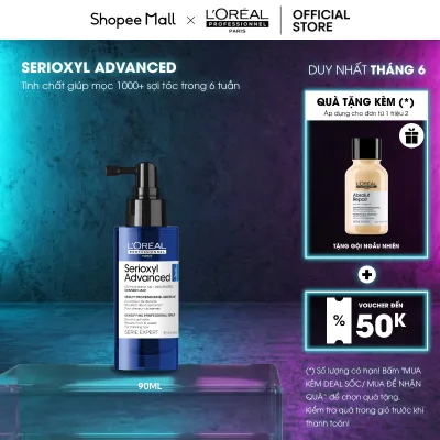 Tinh chất xịt tăng mật độ làm dày tóc chuyên nghiệp L'Oréal Professionnel Serioxyl Advanced 90ml - Dành cho tóc thưa