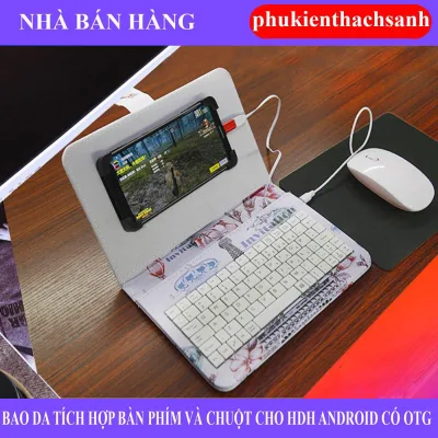 Bao da bàn phím kèm chuột cho điện thoại, máy tính bảng từ 4-8 inch