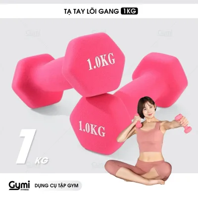 Tạ tay nữ 1kg lõi gang đặc bọc cao su tập gym yoga chống trơn trượt, xước vỡ sàn - TaTay-1kg