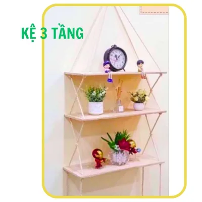 Kệ gỗ treo tường trang trí ,Kê gỗ dây thừng decor kích thước tự chọn kèm phụ kiện giá rẻ tại xưởng mirrortoctoc