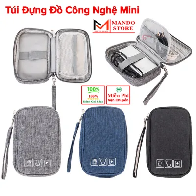 Túi Đựng Phụ Kiện Công Nghệ 1 Khóa Nhiều Ngăn Không Thấm Nước, Đựng Đa Năng Phụ Kiện Điện Thoại Quai Xách Mini Du Lịch