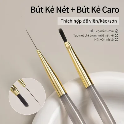 Miss Gooey Dây Vẽ Bút Lưới Họa Tiết Bút Người Mới Bắt Đầu Dụng Cụ Làm Móng Tay Nghệ Thuật Lớn Màu Vuông Bút Vẽ Hoa Chi Tiết Móc Cạnh Bút Pha Trộn
