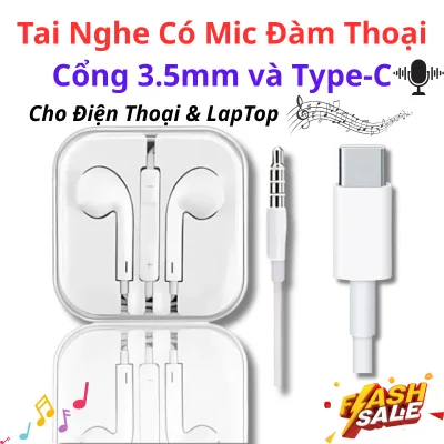 Tai Nghe có dây nhét tai Chân Tròn Jack 3.5mm Tích Hợp Mic Thoại Dùng Cho điện thoai laptop PC pad