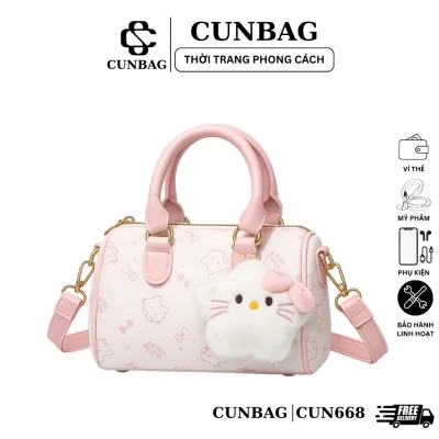 Tặng Móc Túi Xách Nữ Dáng Trống In Kitty Dễ Thương Kèm Charm Xinh Xắn CUN668