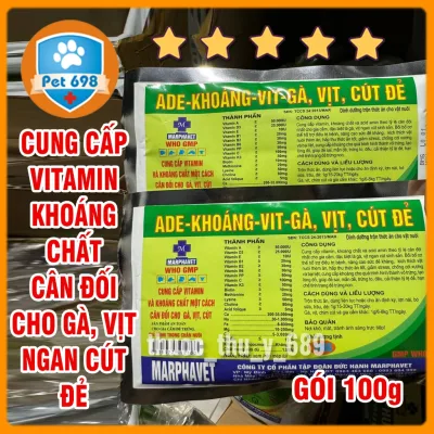 Gói 100g Ade khoáng gà vịt cút đẻ cung cấp vitamin khoáng chất cân đối, kéo dài chu kỳ đẻ cho gà, vịt, cút đẻ
