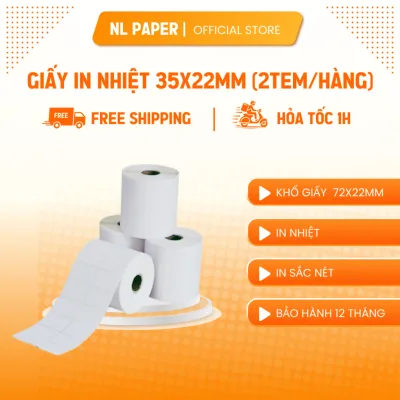Giấy in tem 2 tem/hàng 35x22mm 72x22mm cuộn 2500 tem chất lượng in tốt in tem nhãn trà sữa, mã vạch