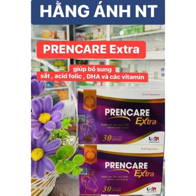 Prencare Extra viên uống bổ sung sắt, acid folic, DHA và các vitamin, khoáng chất cho bầu (H/30v)