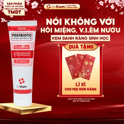 Kem đánh răng sinh học DrKam Postbiotic 110g Cân bằng hệ vi sinh, dịu nhẹ cho răng nhạy cảm, trắng răng tự nhiên
