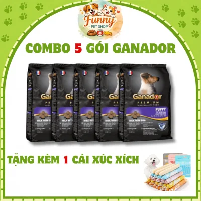 Combo 5 Packs. Ganador Hard Granule Dog Food with Milk and Dha 400g.