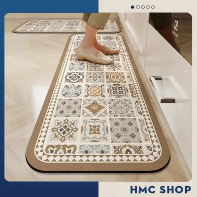 Bộ 2 Thảm Lau Chân Nhà Bếp - Thảm Bếp, Chùi Chân Trải Sàn Hình Thú Phòng Khách Phòng Tắm 3D Chống Trượt Cao Cấp