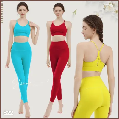 Bộ đồ tập yoga gym B22 hàng Quảng Châu cao cấp, set tập gym yoga vải mềm mịn co giãn 4 chiều thấm hút mồ hôi nhanh khô