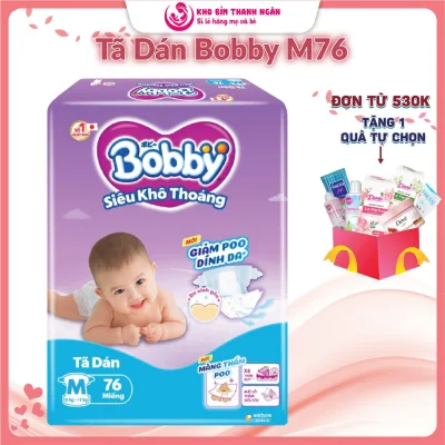 Bỉm / Tã Dán Bobby M76 - Tã Dán Bobby Siêu Khô Thoáng Cải Tiến Mới Cho Bé Từ 6 Kg Đến 9 Kg - Kho Bỉm Thanh Ngân