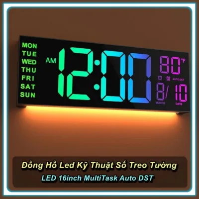 Đồng Hồ Treo Tường Thông Minh LED 16inch MultiTask Auto DST ️⚜️Katla Shop⚜️