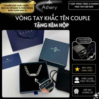 Vòng tay Nam/Nữ Couple - Phụ kiện trang sức BST Athery Unisex Bền Bỉ Chống đen gỉ cho Cặp Đôi