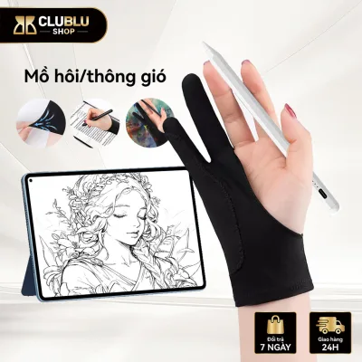 CLUBLU Găng Tay Vẽ Họa Sĩ Chống Chạm Nhầm Hở 2 Ngón Co Giãn Thoáng Khí Bảng Vẽ Điện Tử Tablet