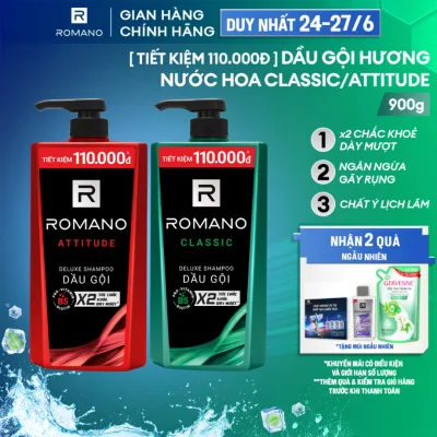 Dầu gội / Tắm gội nam Romano hương Nước hoa nam Classic / Attitude / Grandiose 900g