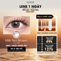 VIVIMOON lens cận 1 ngày Milk Tea Brown, kính áp tròng khóa ẩm màu nâu trà sữa (Giá 1 chiếc-1 bên mắt, x2 để mua 1 đôi)