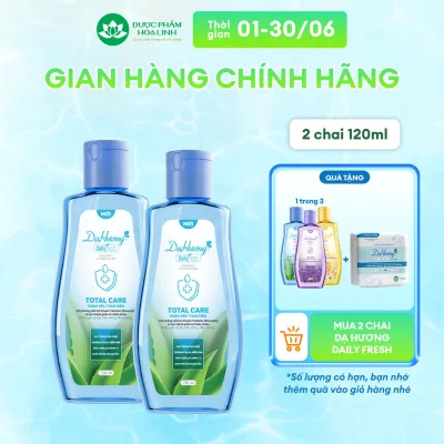 Combo of 2 Bottles of Da Huong Daily Fresh Total Care Cleaning Solution 120ml - Helps with Comprehensive Care