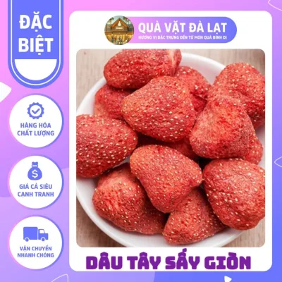 DÂU TÂY SẤY GIÒN TREND 2024 GIÒN, XỐP, NGỌT NHẸ, CHUA CHUA, CỰC THƠM DÂU, SIÊU NGON - QUÀ VẶT ĐÀ LẠT