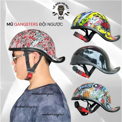 Mũ Bảo Hiểm Gangsters Đội Ngược Sơn Nhúng Carbon Thời Trang - Nón Nửa Đầu 1/2 Retro Bụi Bặm Nam Nữ Cá Tính