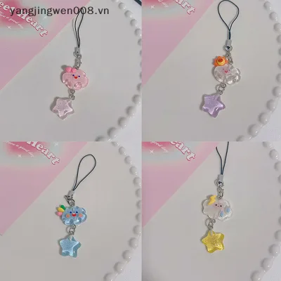 YANGWEN Hoạt Hình Đáng Yêu Cloud Star Dây Điện Thoại Màu Kẹo Dây Điện Thoại Móc Khóa Dành Cho Bé Gái Dây Đeo Điện Thoại Di Động Dễ Thương.
