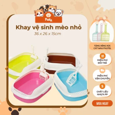 Khay vệ sinh cho mèo con phù hợp mèo dưới 1,5kg - Thau Chậu cát vệ sinh có tặng kèm xẻng xúc cát