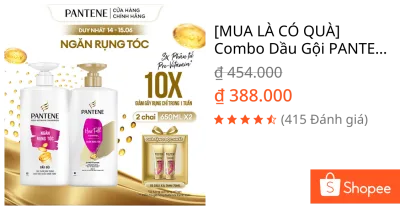 [MUA LÀ CÓ QUÀ] Combo Dầu Gội PANTENE Ngăn Rụng Tóc Chai 650ML + Dầu Xả PANTENE Ngăn Rụng Tóc Chai 650ML