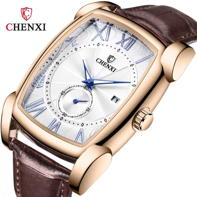 Đồng Hồ Nam Dây Da Cao Cấp Chính Hãng CHENXI TD5 Mặt Vuông Thời Trang Có Lịch Ngày Đẹp Sang Trọng Giá Rẻ
