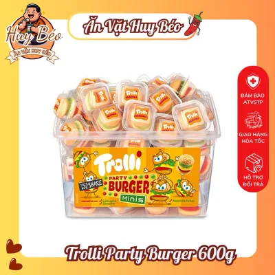 Kẹo dẻo Trolli Party Burger 600g – Kẹo hình bánh burger nhiều hương vị trái cây