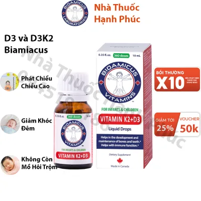 Vitamin BioAmicus D3 K2-MK7 - Hỗ trợ bé hấp thu canxi , chắc khỏe xương và tăng đề kháng cho bé