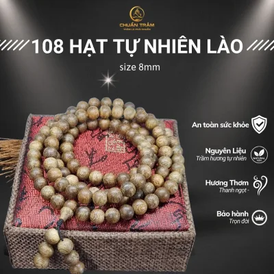 Vòng Tay Trầm Hương 108 Hạt tự nhiên Lào Rừng CHUẨN TRẦM - Vòng Tay phong thủy Tự Nhiên 100% Thời Trang Cho Nam Và Nữ