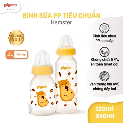 Bình sữa Pigeon cổ hẹp cho bé sơ sinh 120ml/240ml núm ti siêu mềm và đàn hồi chính hãng