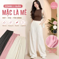Quần Ống Rộng Chất Đũi Cạp Chun Lưng Cao dài 95-104cm phong cách nhật chất nhẹ -mát Lên Dáng Siêu Xinh