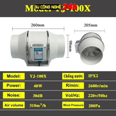 Quạt Thông Gió Hút Mùi Đường Ống Đa Năng Không Gây Ồn Hiệu Suất Cao Chuyên Dùng Cho Nhà Bếp Công Sở Nhà Vệ Sinh