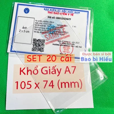 COMBO 20 túi đựng GIẤY TỜ KHỔ A7 (bảo hiểm y tế kiểu cũ, phiếu bảo hành, cà vẹt kiểu cũ, bằng lái kiểu cũ...) 20B232