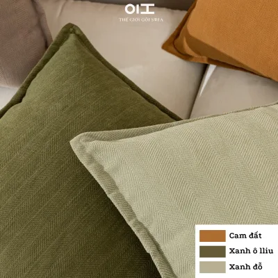 Gối sofa tựa lưng gối vuông trang trí sofa 45x45cm và 50x50cm dệt Chenill cao cấp decor Herringbone
