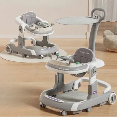 Baby Walker, Foot-Operated Swimming Bike, Round Baby Walker with Adjustable Tilt, Lights, Music, and High-Quality Toys