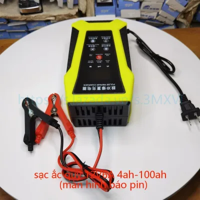 Sạc bình ắc quy ô tô xe máy 12v6A 4Ah - 100Ah(màn hình báo đầy)tự ngắt khi đầy chức năng bảo dưỡng phục hồi ắc quy bằng khử sunfat