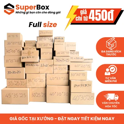 Combo 10 Hộp Carton FULL SIZE đóng hàng 3 lớp đựng đồ cứng cáp giá sỉ - SUPERBOX