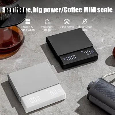 RUMI Cân Espresso nhỏ giọt, 3 chế độ có cân cà phê hẹn giờ, có thể sạc lại chất lượng cao 0,1g Cân đo nhà bếp Mini có độ chính xác cao cho dụng cụ nhà bếp Barista