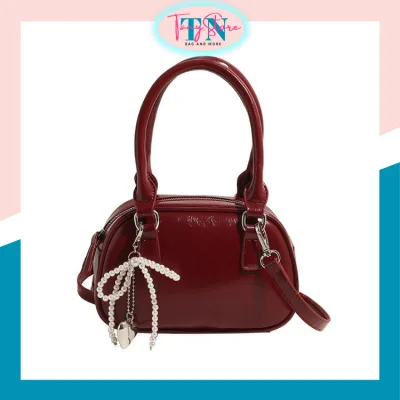 Túi xách nữ cầm tay đeo chéo hot trend nhỏ gọn vừa điện thoại kèm charm nơ ngọc sang trọng TANY 03
