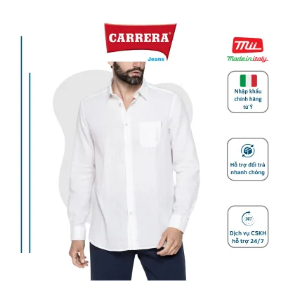 Mens Carrera Jeans men's fashion elegant cotton linen turn-down collar long sleeve shirt-authentic from Italy-t132 a1251a
