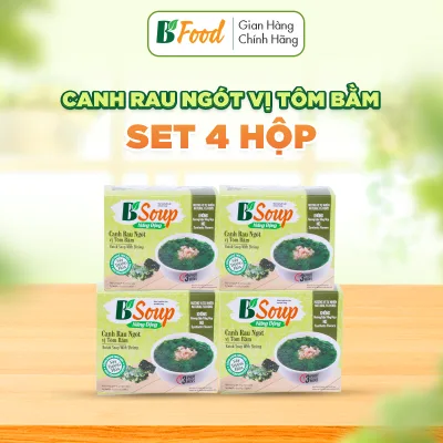 4 hộp/ 20 viên canh ăn liền Rau Ngót vị Tôm Bằm, sấy thăng hoa, thực phẩm tiện lợi nhanh chóng, B' Soup