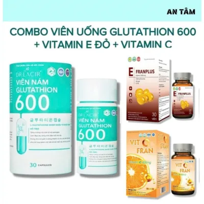 Viên Nám Glutathion 600 + Tặng 1 Hộp Vitamin C + 1 Hộp Vitamin E Đỏ - Hỗ Trợ Trắng Da, Mờ Thâm Nám