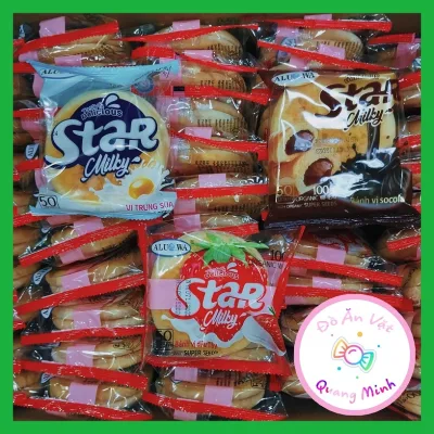 10 cái Bánh mì Star Milky Aluowa gói 50g với các vị trứng sữa, dâu tây, sô cô la, sầu riêng, khoai môn thơm ngon hấp dẫn