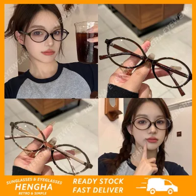 Kính hình bầu dục màu nâu cổ điển thời trang dành cho nữ Phong cách Hàn Quốc Kính cận thị đầy màu sắc