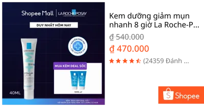 Kem dưỡng giảm mụn nhanh 8 giờ La Roche-Posay Effaclar Duo+ M 40ml