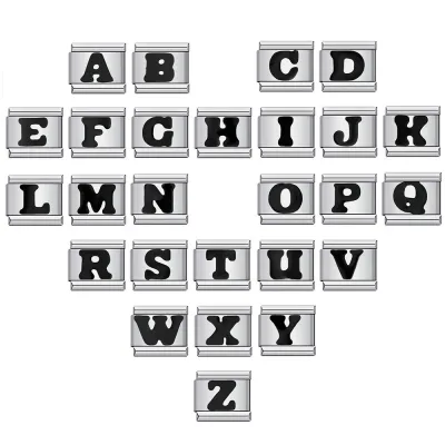 1 Xu Hướng Đen 26 Tiếng Anh A-Z Chữ Ý Liên Kết Quyến Rũ Phù Hợp Với 9 Mm Thép Không Gỉ Nam Nữ Vòng Tay DIY Làm 2024 Trang Sức