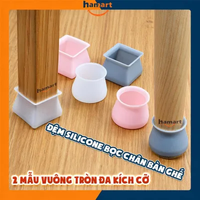 COMBO 4 Miếng Lót Chân Bàn Ghế Silicon Bọc Chân Bàn Ghế Vuông & Tròn Tiện Lợi