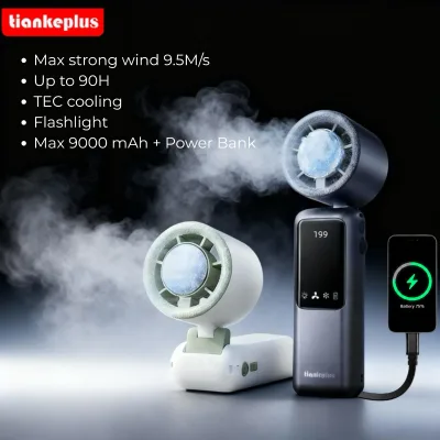 Tiankeplus TF50 Quạt Cầm Tay Mini Sò Lạnh Pin Siêu Bền 9000mAh Tích Hợp Sạc Dự Phòng & Đèn Pin Gấp gọn quạt tích điện mi